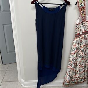 Elegant Navy Blue Asymmetrical Dress